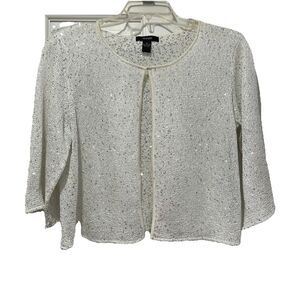 Alfani‎ Women's Sequined Crop Cardigan Party Holiday Glam Blouse Top Size Medium